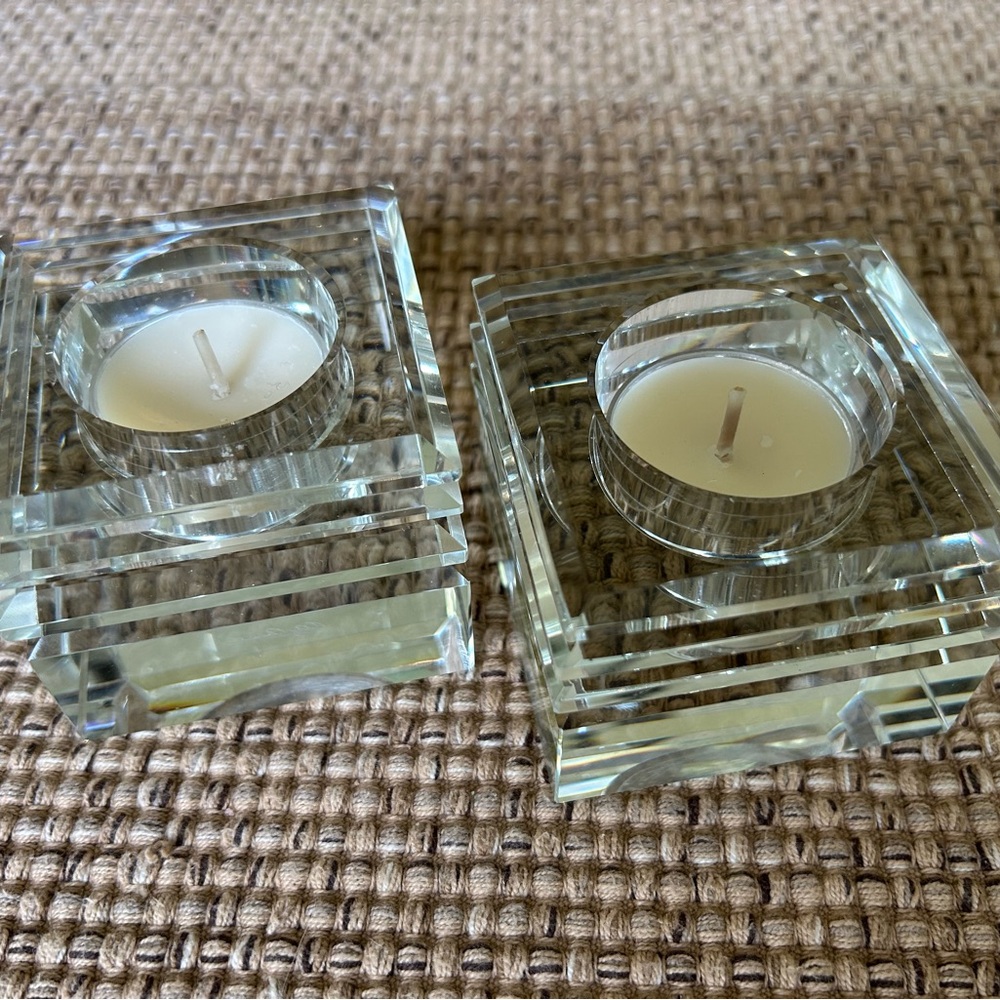 Oleg Cassini crystal votives, set of 2